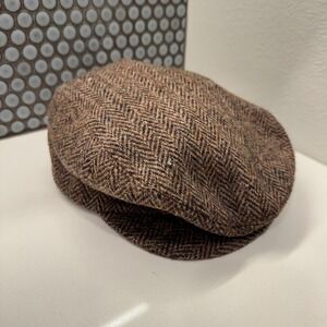 Harris Tweed Hat Cap Irish Vintage Flat Donegal Wool Tweed Hand Made Scotland